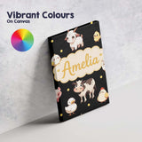 Personalised Name Cute Farm Animals Cow Pig Custom  Bespoke Interior Contemporary Canvas Wall Art Print Decor Picture Ready to Hang
