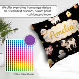 Custom Name Farm Animals Cow Goat Chicken Duck Sheep Yellow Dots Square Filled Cushion Throw Pillow Sofa Bed Home Decor Zip Washable UK Made