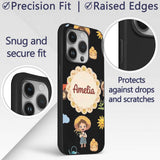 Cute Farm Tractor Farmer Girl Duck Sun Clouds Custom Name Protective Phone Case Mobile Cover Durable Everyday Smartphone Shock Resistant