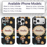Cute Farm Tractor Farmer Girl Duck Sun Clouds Custom Name Protective Phone Case Mobile Cover Durable Everyday Smartphone Shock Resistant