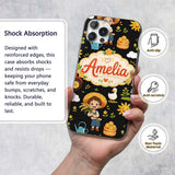Cute Farm Tractor Farmer Girl Duck Sun Scene Custom Name Protective Phone Case Mobile Cover Durable Everyday Smartphone Shock Resistant