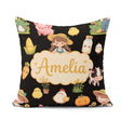 Custom Name Kawaii Farm Girl Cow Milk Corn Animals Seamless Name Square Filled Cushion Throw Pillow Sofa Bed Home Decor Zip Washable UK Made