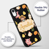 Cute Kawaii Farm Girl Cow Milk Printed Design Custom Name Protective Phone Case Mobile Cover Durable Everyday Smartphone Shock Resistant