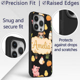 Cute Kawaii Farm Girl Cow Milk Printed Design Custom Name Protective Phone Case Mobile Cover Durable Everyday Smartphone Shock Resistant