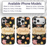 Cute Kawaii Farm Girl Cow Milk Printed Design Custom Name Protective Phone Case Mobile Cover Durable Everyday Smartphone Shock Resistant