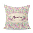 Custom Name Light Pastel Botanical Leaves Elegant Pattern Lovely Square Filled Cushion Throw Pillow Sofa Bed Home Decor Zip Washable UK Made