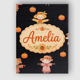 Personalised Name Cute Autumn Scarecrow Custom  Modern Room Accent Elegant Feature Canvas Wall Art Print Decor Picture Ready to Hang
