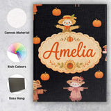 Personalised Name Cute Autumn Scarecrow Custom  Modern Room Accent Elegant Feature Canvas Wall Art Print Decor Picture Ready to Hang