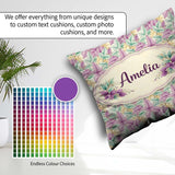Custom Name Light Pastel Botanical Leaves Elegant Pattern Lovely Square Filled Cushion Throw Pillow Sofa Bed Home Decor Zip Washable UK Made