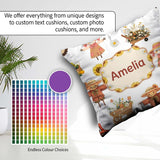 Custom Name Farm Barn Scarecrow Sunflower Flowers Seamless Name Square Filled Cushion Throw Pillow Sofa Bed Home Decor Zip Washable UK Made