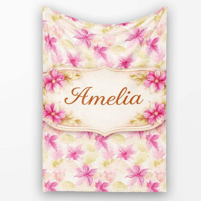 Vibrant Red Yellow Poinsettia Floral Seamless Pattern Lovely  Personalised Custom Name Super Soft Fleece Blanket Bed Sofa Throw