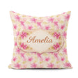 Custom Name Vibrant Red Yellow Poinsettia Floral Seamless Lovely Square Filled Cushion Throw Pillow Sofa Bed Home Decor Zip Washable UK Made