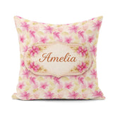 Custom Name Vibrant Red Yellow Poinsettia Floral Seamless Lovely Square Filled Cushion Throw Pillow Sofa Bed Home Decor Zip Washable UK Made