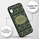 Art Nouveau Teal Gold Botanical Seamless Pattern Custom Name Protective Phone Case Mobile Cover Durable Everyday Smartphone Shock Resistant