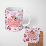 Personalized Custom Name Cute Cupid Angels Hearts Sweets Balloon Love Elements Light Grey 11oz Ceramic Coffee Tea Mug White Large Handle