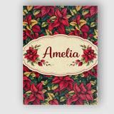 Personalised Name Dark Green Burgundy Foliage Dense Seamless Pattern Custom  Home Canvas Wall Art Print Decor Picture Ready to Hang