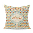 Custom Name Elegant Orange Tulip Floral Lattice Seamless Pattern Square Filled Cushion Throw Pillow Sofa Bed Home Decor Zip Washable UK Made