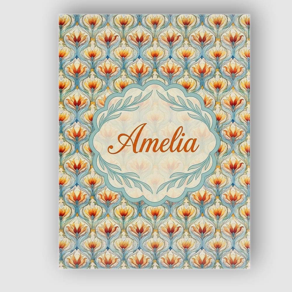 Personalised Name Elegant Orange Tulip Custom  Unique Gift Idea Modern Room Accent Canvas Wall Art Print Decor Picture Ready to Hang