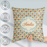 Custom Name Elegant Orange Tulip Floral Lattice Seamless Pattern Square Filled Cushion Throw Pillow Sofa Bed Home Decor Zip Washable UK Made
