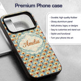 Elegant Orange Tulip Floral Lattice Seamless Custom Name Protective Phone Case Mobile Cover Durable Everyday Smartphone Shock Resistant