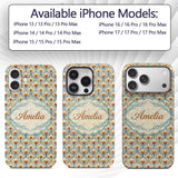 Elegant Orange Tulip Floral Lattice Seamless Custom Name Protective Phone Case Mobile Cover Durable Everyday Smartphone Shock Resistant