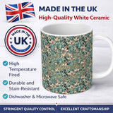 Personalized Custom Name Soft Teal Pink Floral Vine Classic Seamless Pattern Name Cute 11oz Ceramic Coffee Tea Mug White Large Handle