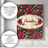 Personalised Name Dark Green Burgundy Foliage Dense Seamless Pattern Custom  Home Canvas Wall Art Print Decor Picture Ready to Hang
