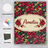 Personalised Name Dark Green Burgundy Foliage Dense Seamless Pattern Custom  Home Canvas Wall Art Print Decor Picture Ready to Hang