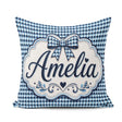 Custom Name Blue Abstract Geometric Wave Seamless Pattern Cute Square Filled Cushion Throw Pillow Sofa Bed Home Decor Zip Washable UK Made