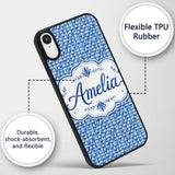 Blue Abstract Brush Stroke Texture Printed Design Custom Name Protective Phone Case Mobile Cover Durable Everyday Smartphone Shock Resistant