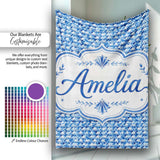Blue Abstract Brush Stroke Texture Seamless Pattern Name Cute  Personalised Custom Name Super Soft Fleece Blanket Bed Sofa Throw