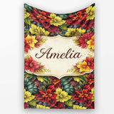 Soft Pink Watercolor Leaf Botanical Seamless Pattern Lovely  Personalised Custom Name Super Soft Fleece Blanket Bed Sofa Throw