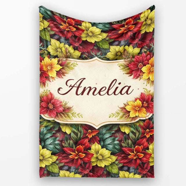 Soft Pink Watercolor Leaf Botanical Seamless Pattern Lovely  Personalised Custom Name Super Soft Fleece Blanket Bed Sofa Throw