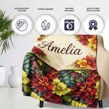 Soft Pink Watercolor Leaf Botanical Seamless Pattern Lovely  Personalised Custom Name Super Soft Fleece Blanket Bed Sofa Throw