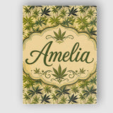Personalised Name Natural Green Cannabis Custom  Unique Gift Idea Elegant Feature Canvas Wall Art Print Decor Picture Ready to Hang