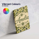 Personalised Name Natural Green Cannabis Custom  Unique Gift Idea Elegant Feature Canvas Wall Art Print Decor Picture Ready to Hang