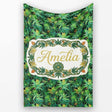 Dark Green Cannabis Jungle Dense Leaf Seamless Pattern Name Cute  Personalised Custom Name Super Soft Fleece Blanket Bed Sofa Throw