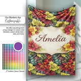 Soft Pink Watercolor Leaf Botanical Seamless Pattern Lovely  Personalised Custom Name Super Soft Fleece Blanket Bed Sofa Throw