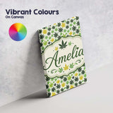 Personalised Name Green Yellow Cannabis Custom  Modern Room Accent Elegant Feature Canvas Wall Art Print Decor Picture Ready to Hang