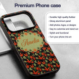 Autumn Red and Green Cannabis Printed Design Custom Name Protective Phone Case Mobile Cover Durable Everyday Smartphone Shock Resistant