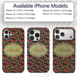 Autumn Red and Green Cannabis Printed Design Custom Name Protective Phone Case Mobile Cover Durable Everyday Smartphone Shock Resistant