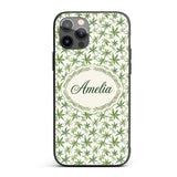 Soft Green Cannabis Leaf Watercolor on White Custom Name Protective Phone Case Mobile Cover Durable Everyday Smartphone Shock Resistant