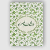 Personalised Name Soft Green Cannabis Leaf Custom  Unique Gift Idea Elegant Feature Canvas Wall Art Print Decor Picture Ready to Hang