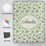Personalised Name Soft Green Cannabis Leaf Custom  Unique Gift Idea Elegant Feature Canvas Wall Art Print Decor Picture Ready to Hang