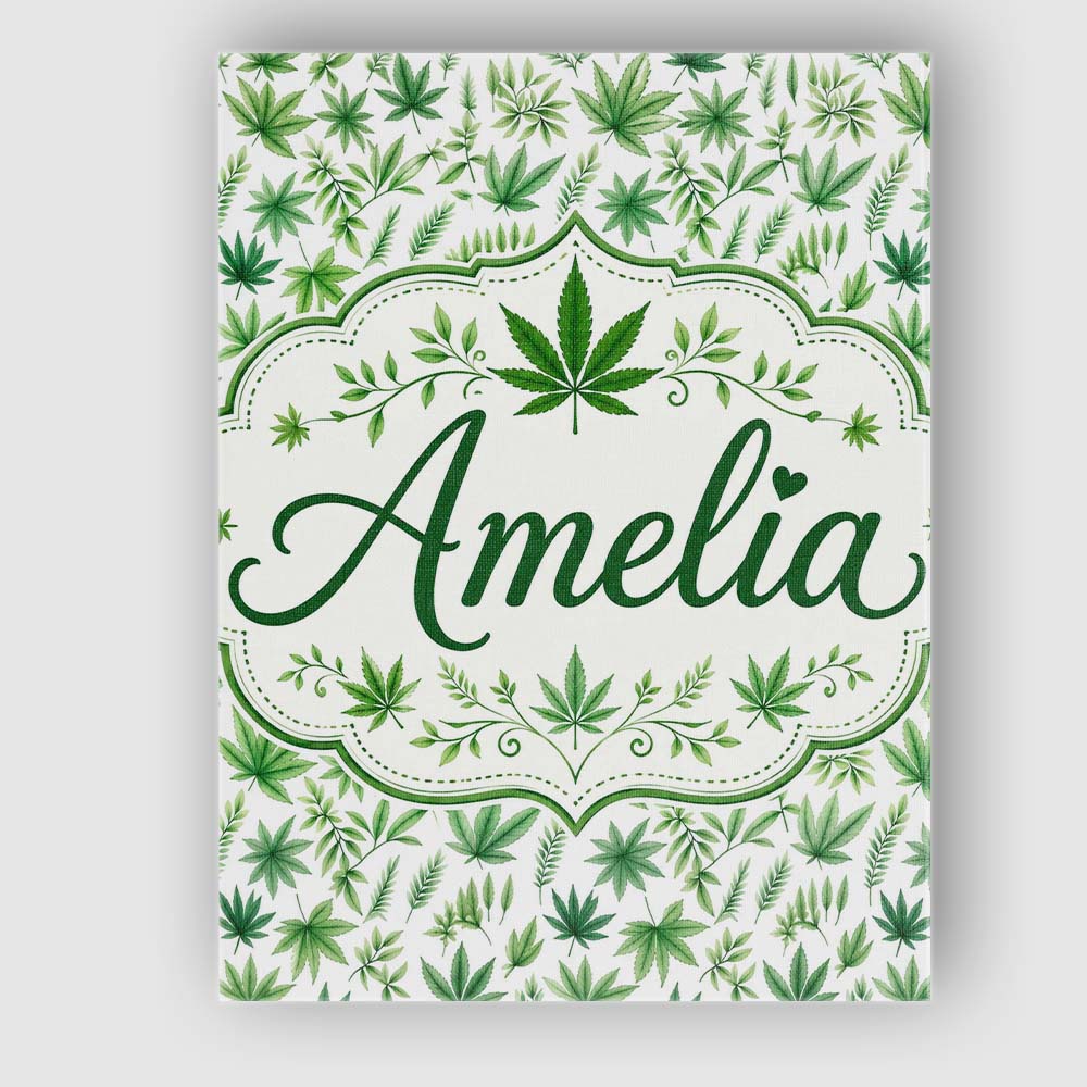Personalised Name Botanical Mixed Green Custom  Modern Room Accent Elegant Feature Canvas Wall Art Print Decor Picture Ready to Hang