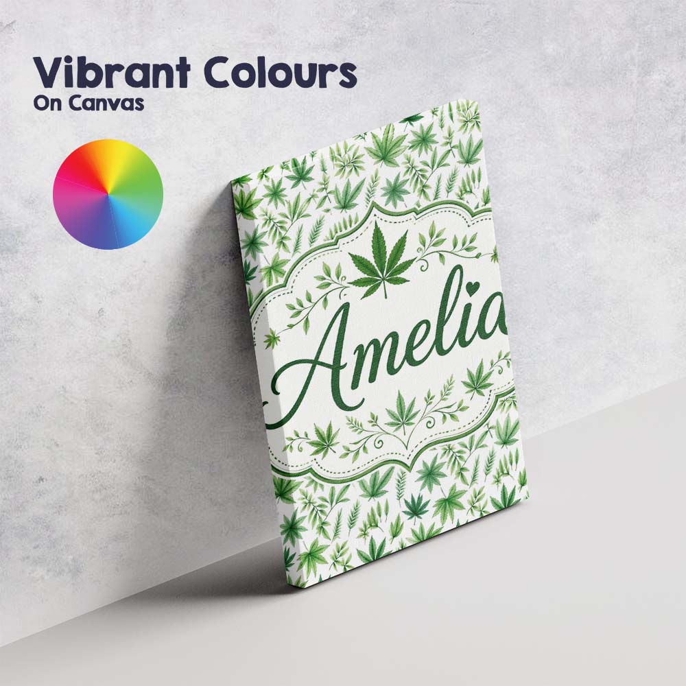Personalised Name Botanical Mixed Green Custom  Modern Room Accent Elegant Feature Canvas Wall Art Print Decor Picture Ready to Hang