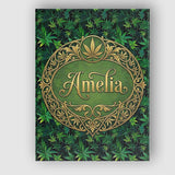 Personalised Name Deep Jungle Green Cannabis Custom Bespoke  Contemporary Display Canvas Wall Art Print Decor Picture Ready to Hang