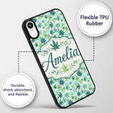 Light Green Blue Watercolor Decorative Design Custom Name Protective Phone Case Mobile Cover Durable Everyday Smartphone Shock Resistant