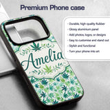 Light Green Blue Watercolor Decorative Design Custom Name Protective Phone Case Mobile Cover Durable Everyday Smartphone Shock Resistant