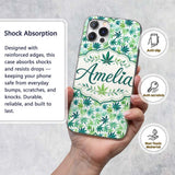Light Green Blue Watercolor Decorative Design Custom Name Protective Phone Case Mobile Cover Durable Everyday Smartphone Shock Resistant